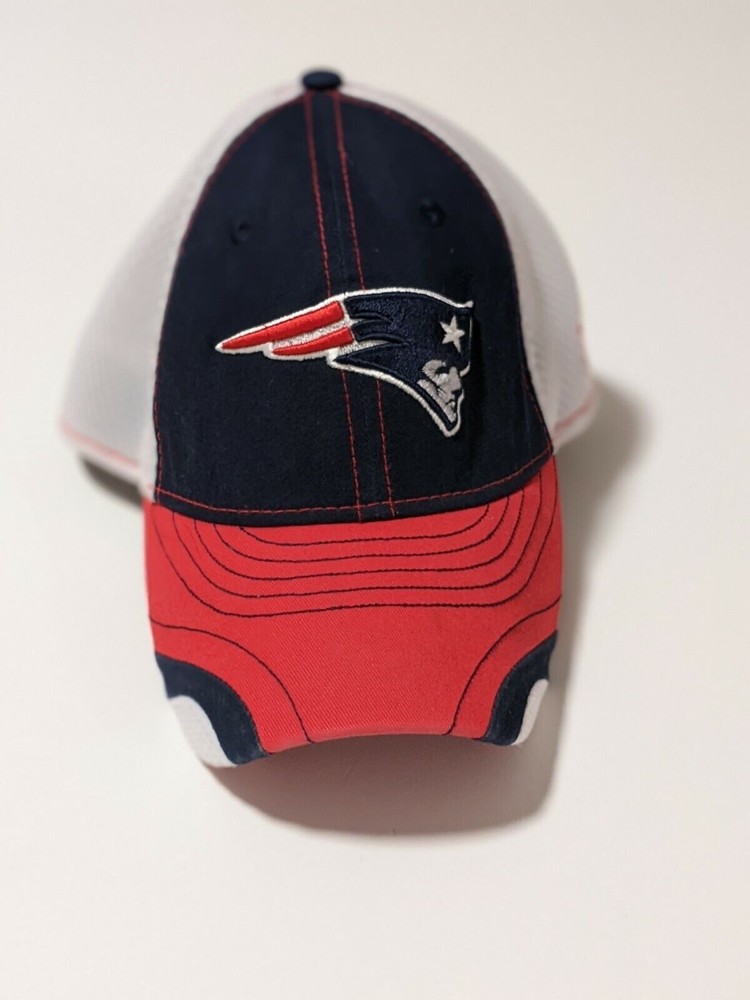 New England Patriots New Era Hat M/L Flex Fit 39THIRTY Cap Blue/Red White Mesh